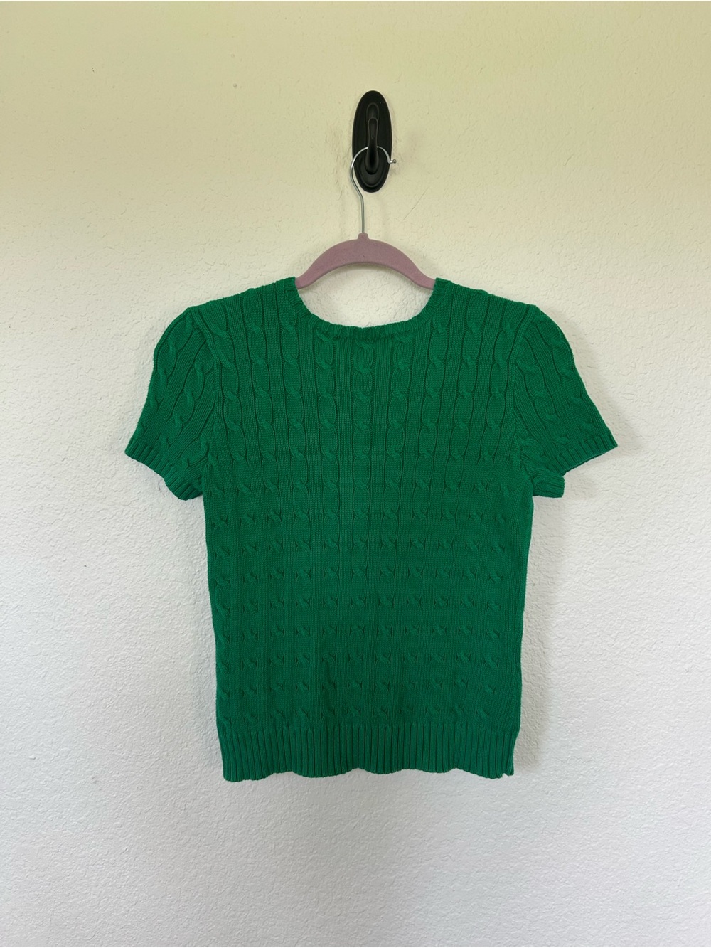 Ralph Lauren Sport Green Cable Knit Short Sleeve Sweater - Picture 5 of 6